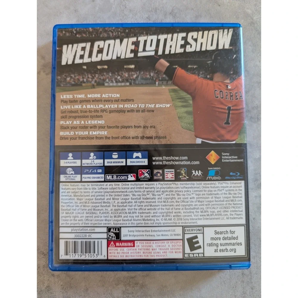 MLB The Show 18 PS4 Tested And Working - Missing Booklet - Baseball Video Game